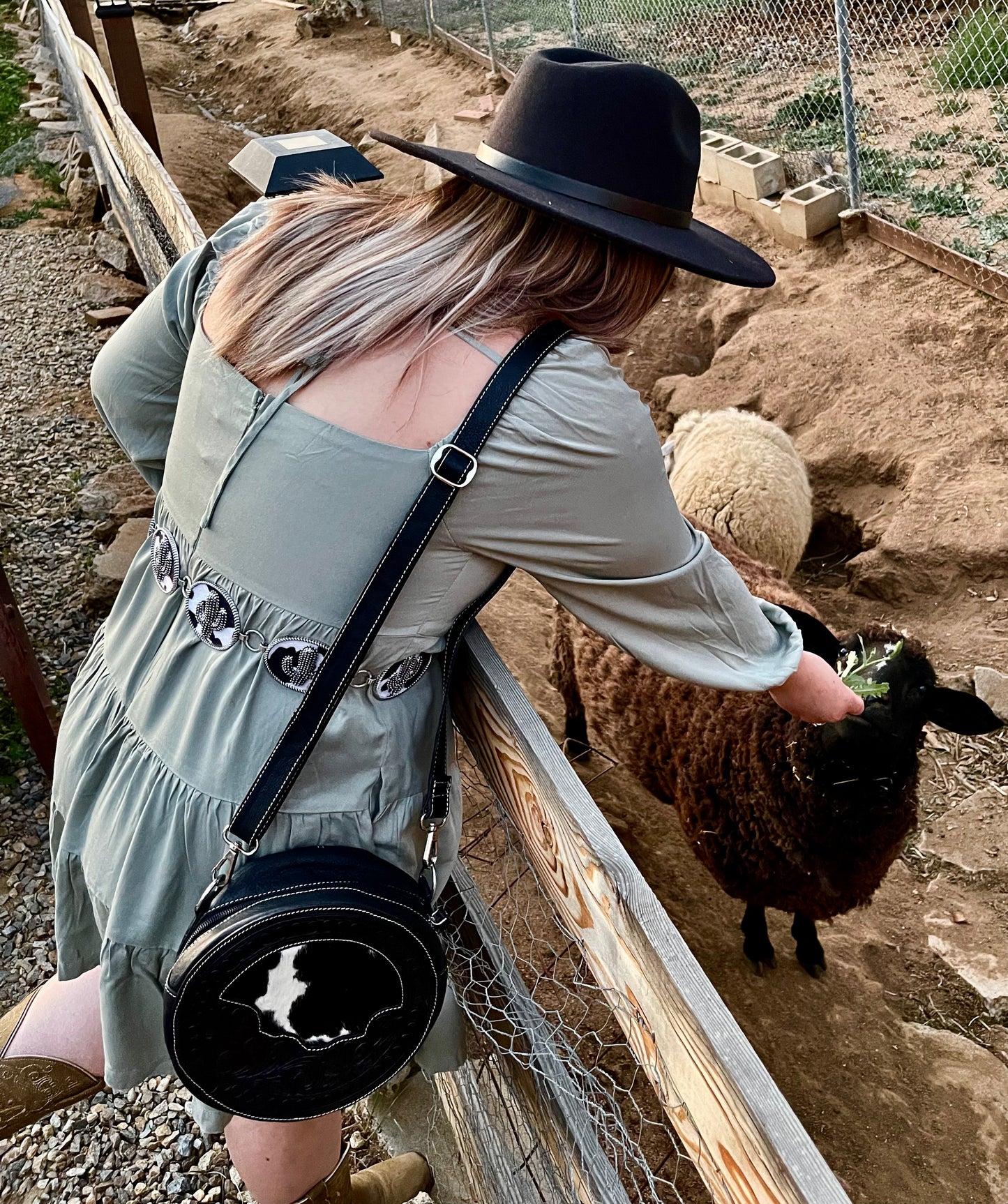 Cow Hide Round Crossbody