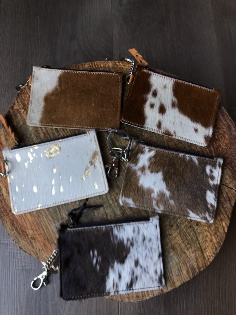 Cowhide Small Wallet Keychains