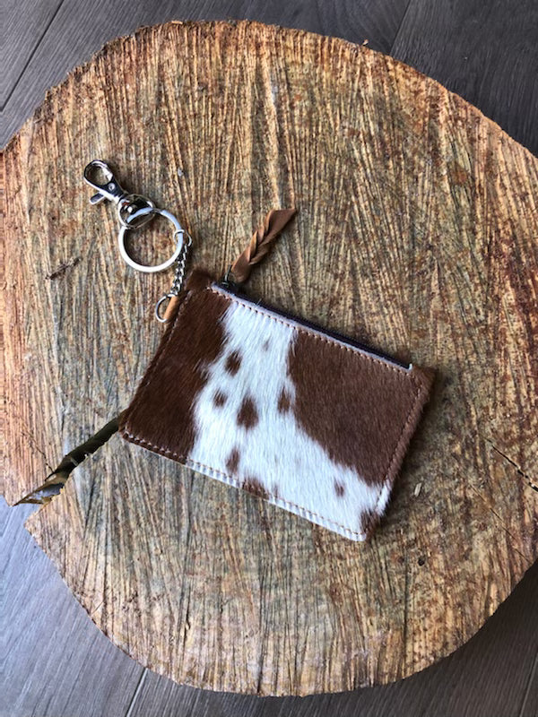 Cowhide Small Wallet Keychains