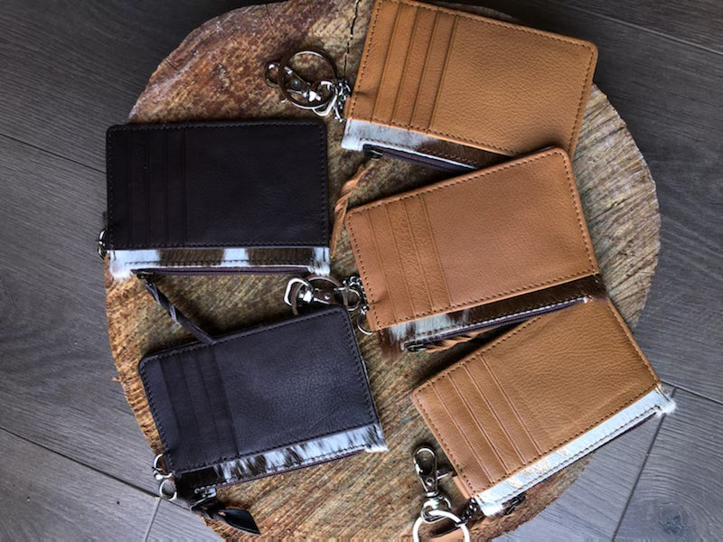 Cowhide Small Wallet Keychains