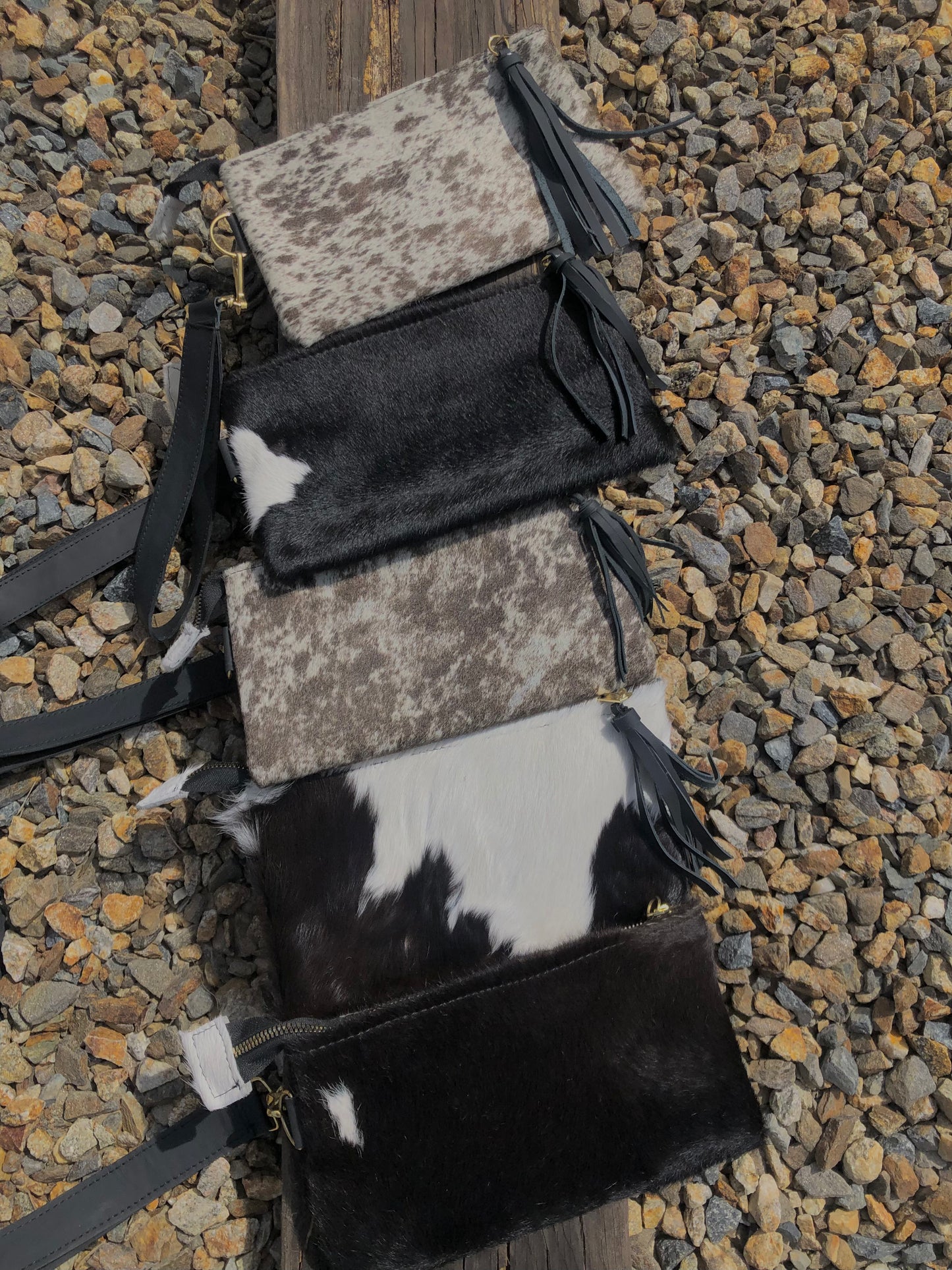 Light Cowhide Wristlet Clutch