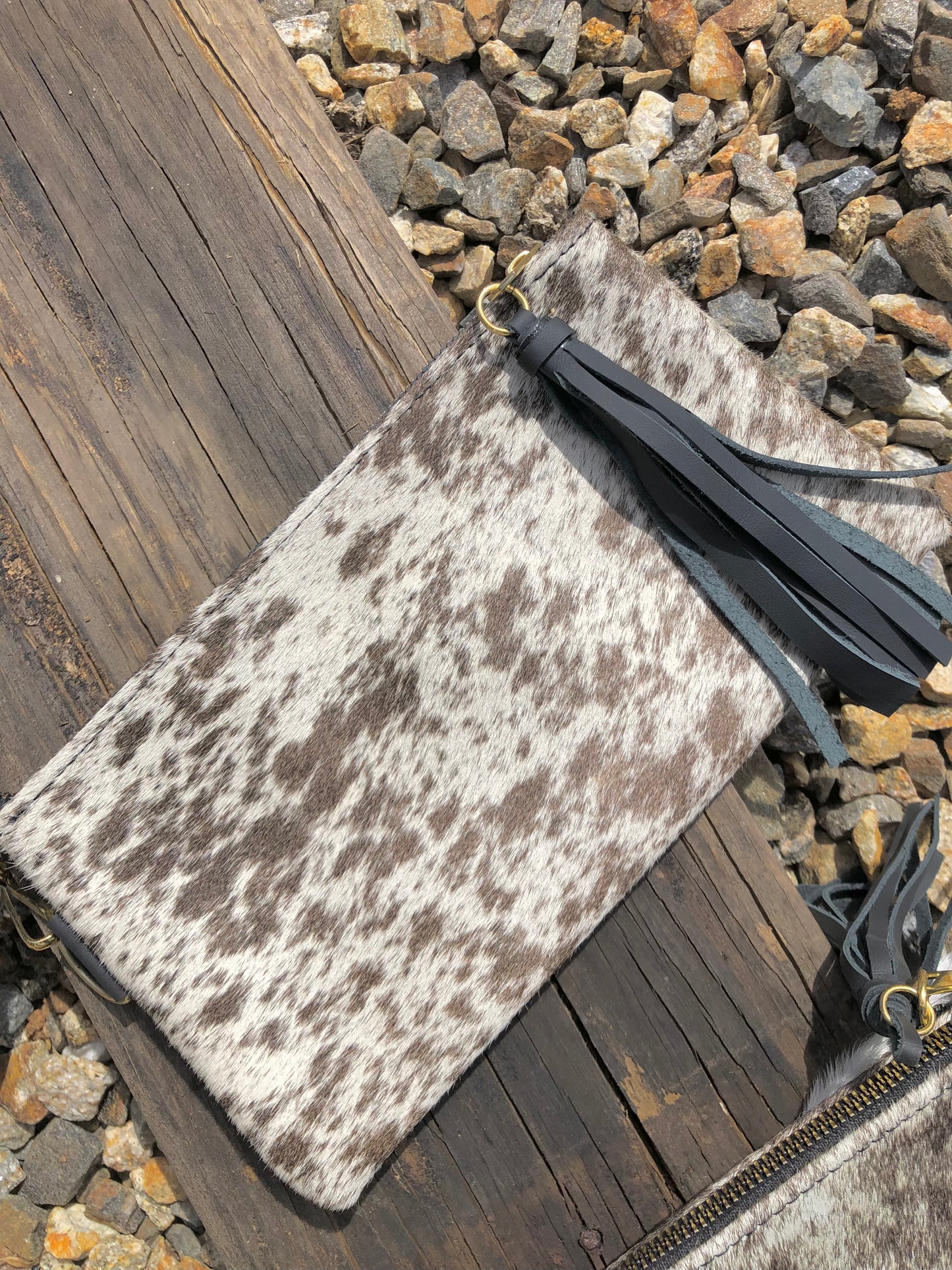 Light Cowhide Wristlet Clutch