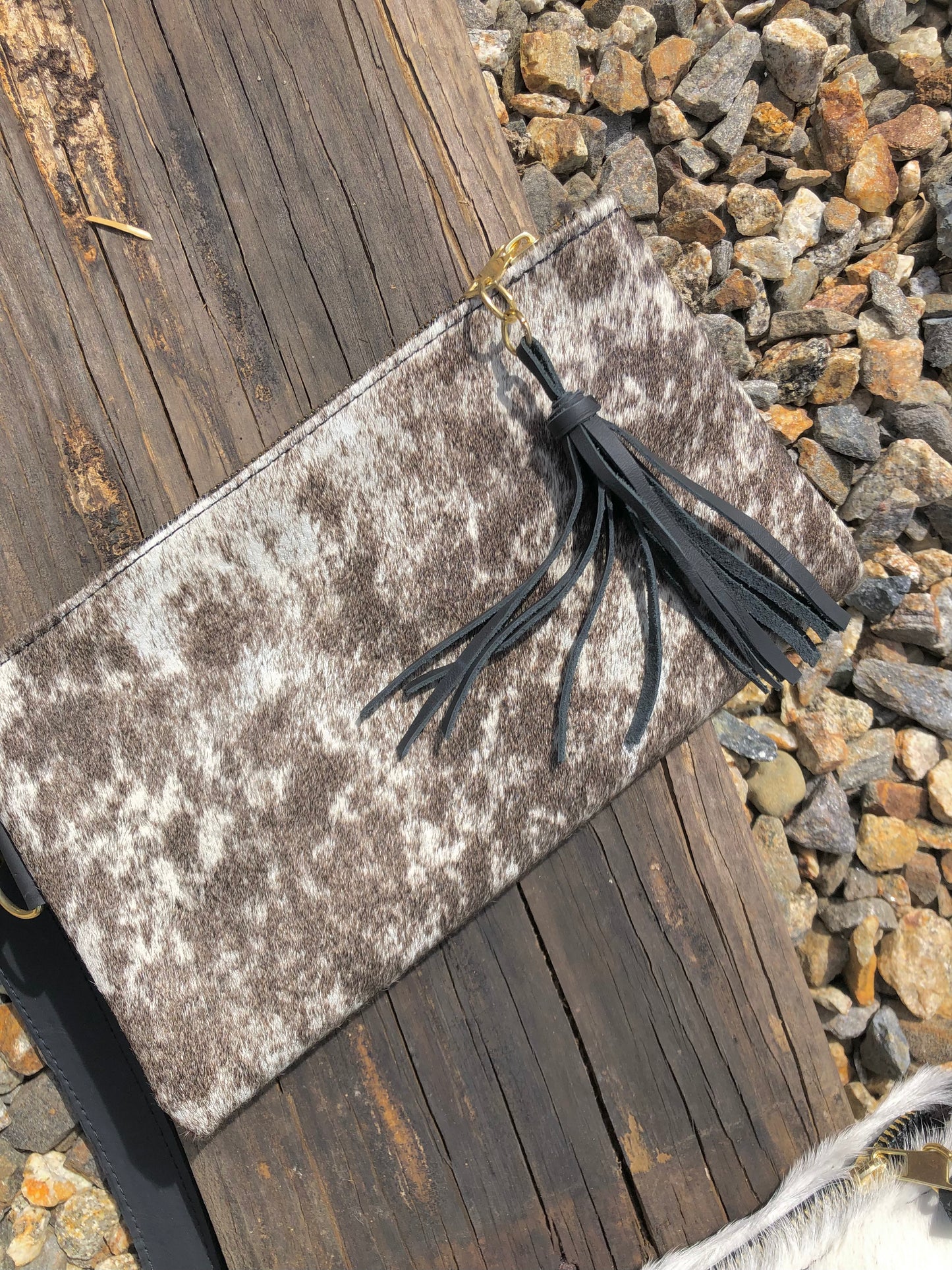 Light Cowhide Wristlet Clutch