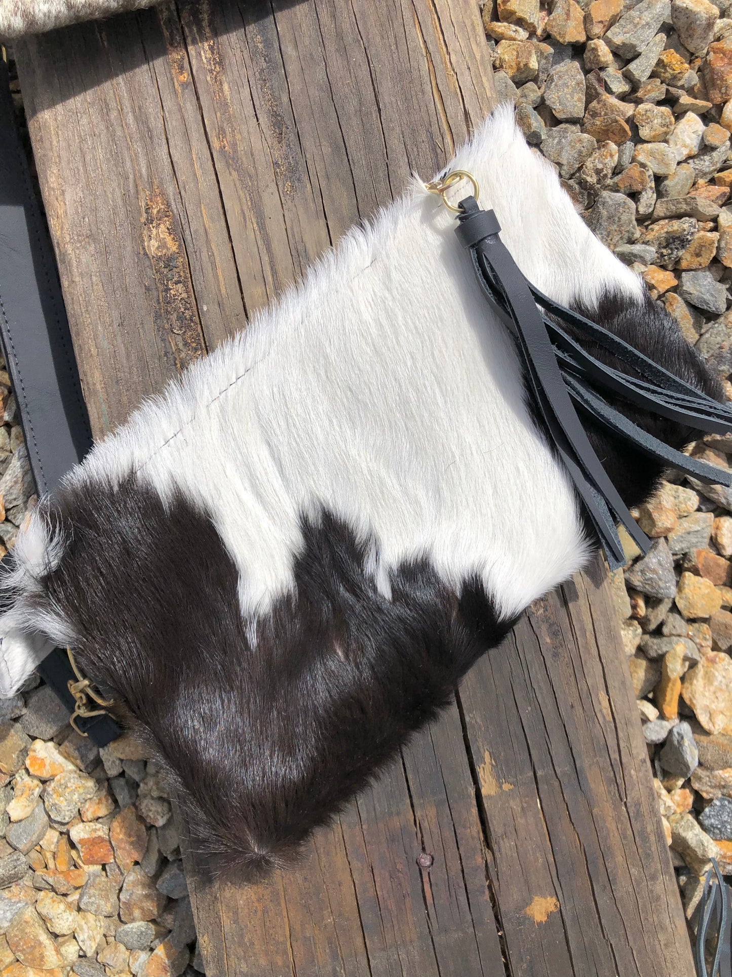 Light Cowhide Wristlet Clutch