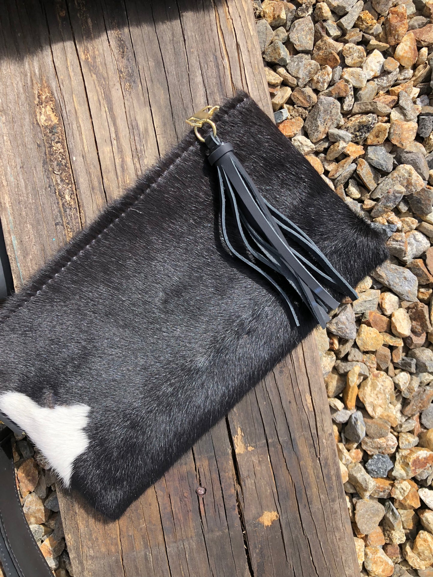 Light Cowhide Wristlet Clutch