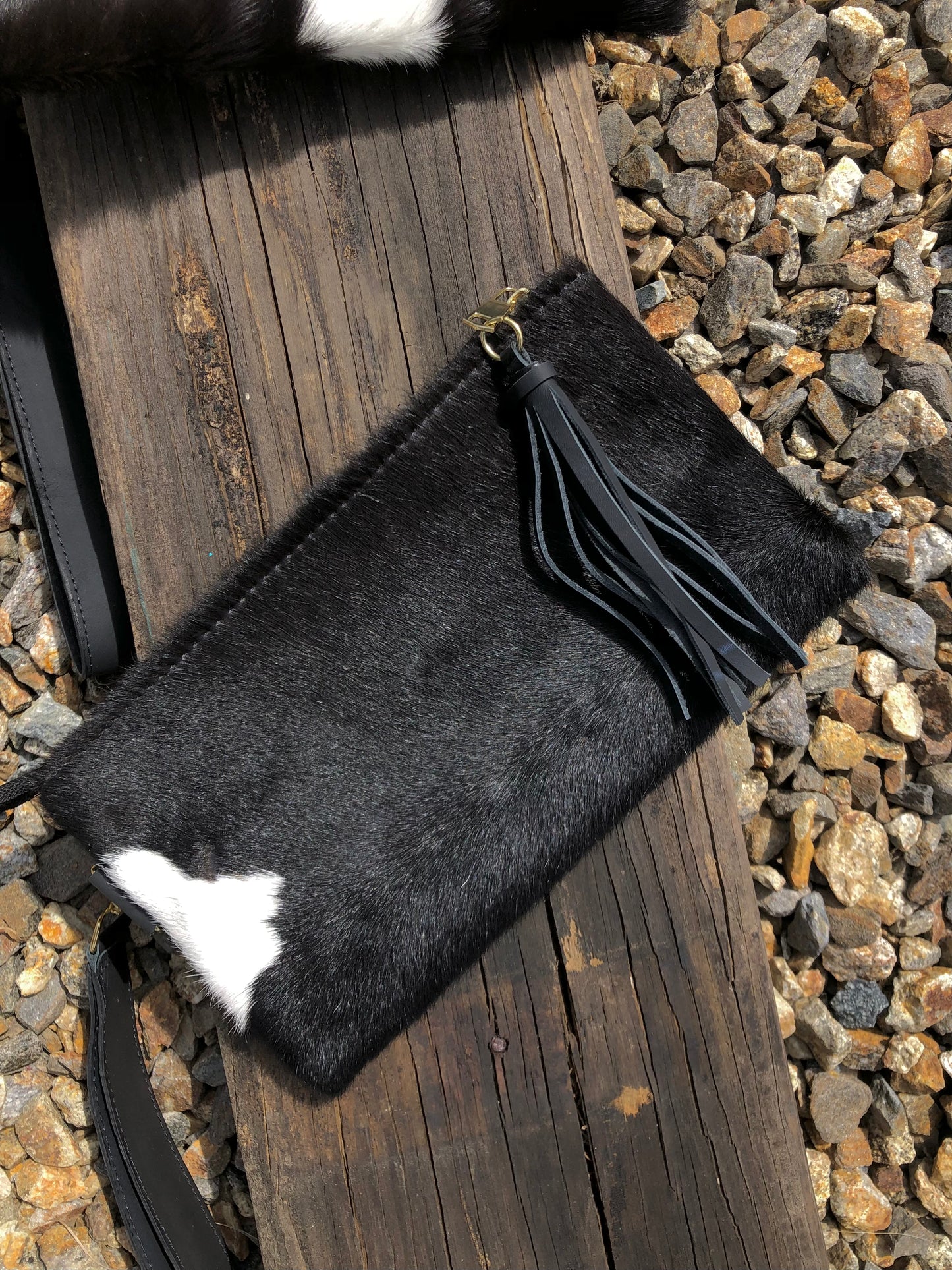 Light Cowhide Wristlet Clutch