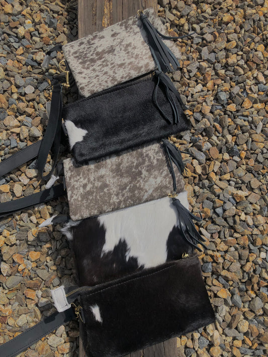 Light Cowhide Wristlet Clutch